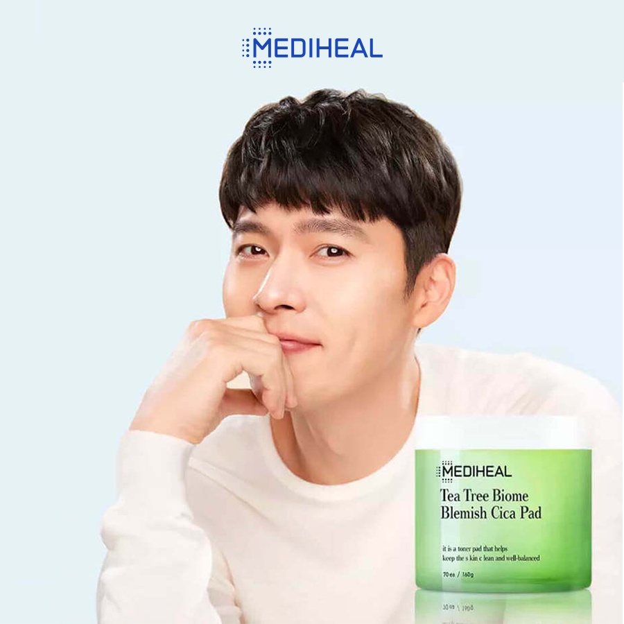 Hộp Miếng Đắp Làm Dịu Da Chiết Xuất Tràm Trà Và Rau Má Mediheal Tea Tree Biome Blemish Cica Pad 70 miếng