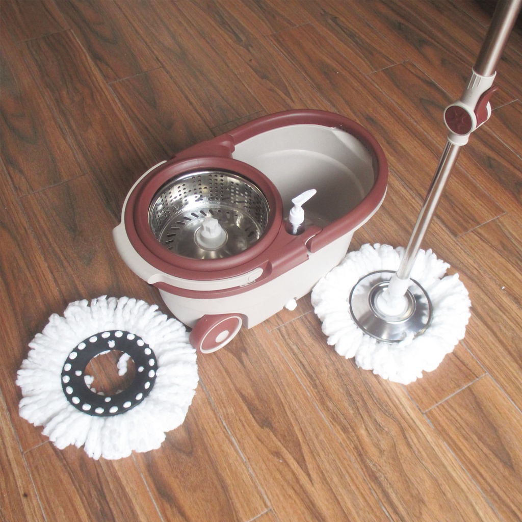 Bộ Chổi Lau Nhà 360 Độ Lồng Vắt Phân Tách Có Bánh Xe To Tặng Kèm 1 Bông Lau - MOPPRO05