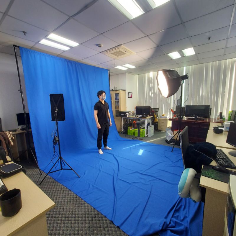Phông vải xanh dương blue tách nền dành cho studio chất Polyester Cao cấp không nhăn - AUG Camera &amp; Decor