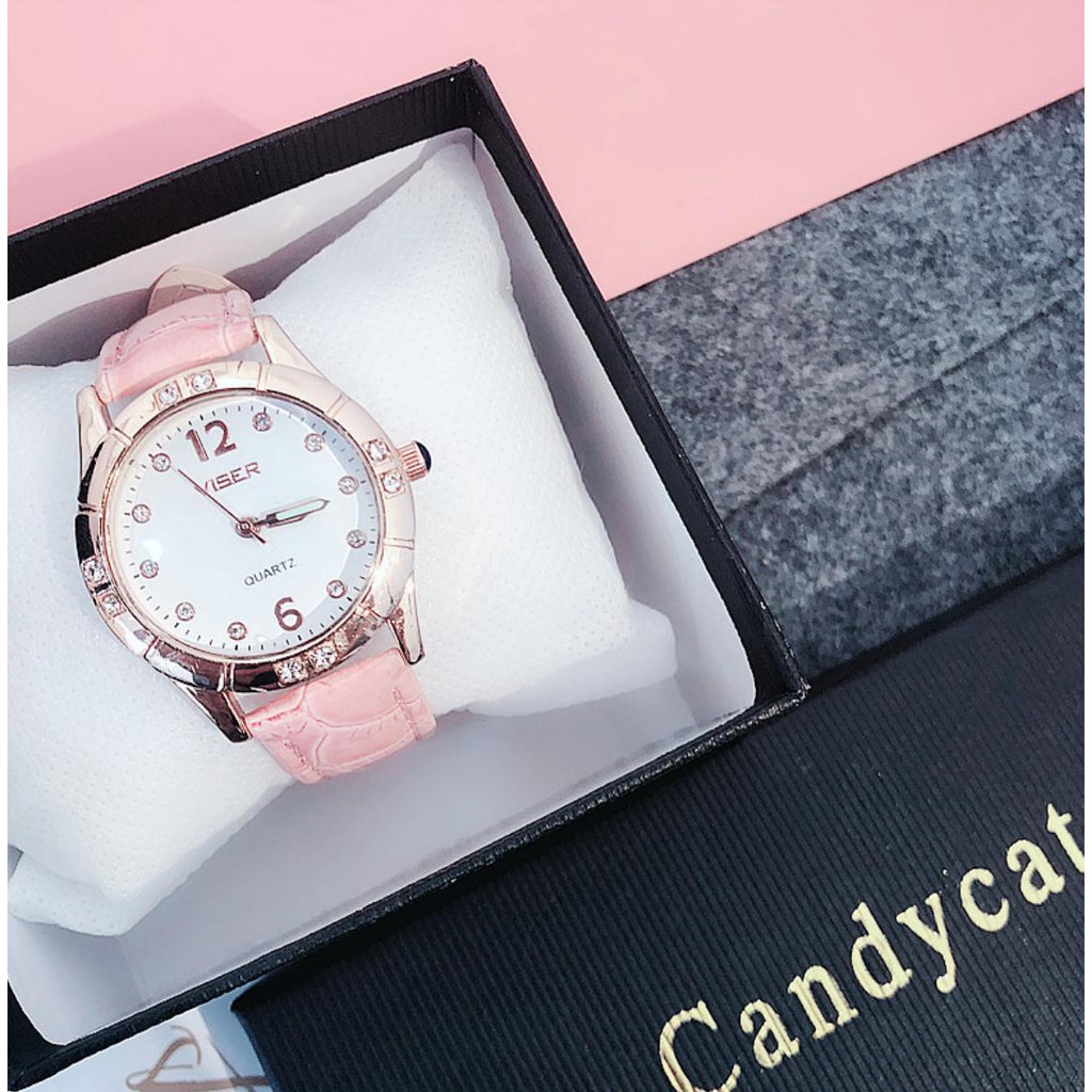 [CỰC ĐẸP] ĐỒNG HỒ NỮ DÂY DA VISER Q9 MẶT ĐÍNH NGỌC SIÊU SANG CHẢNH CỰC ĐẸP | BigBuy360 - bigbuy360.vn