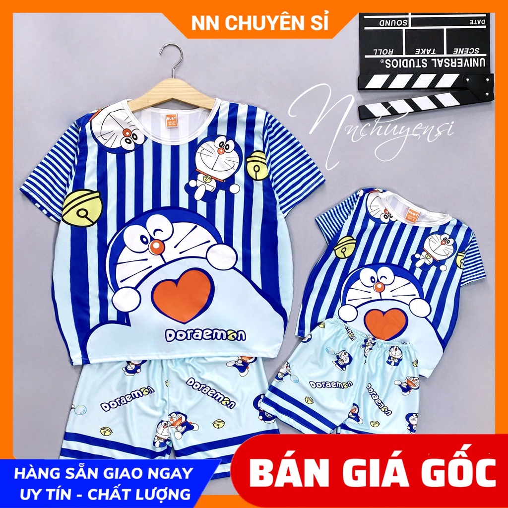 Đồ bộ thun quần đùi cho bé mặc nhà size đến 70kg chất thun mềm mát in hình Shin hoạt hình dễ thương DBRBD FULL SIZE