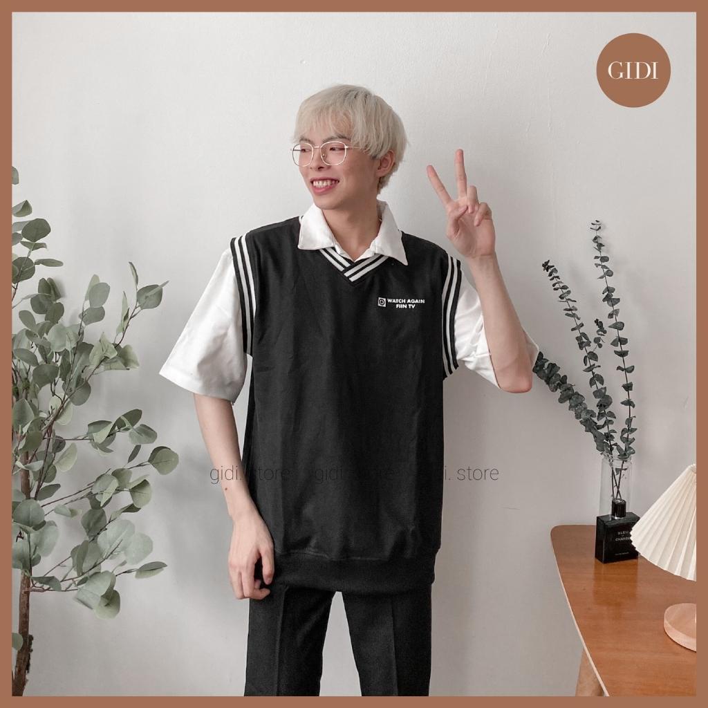 Áo GILE 2 sọc viền Đen/ Trắng Nam Nữ Unisex vải thun da cá phong cách hàn quốc