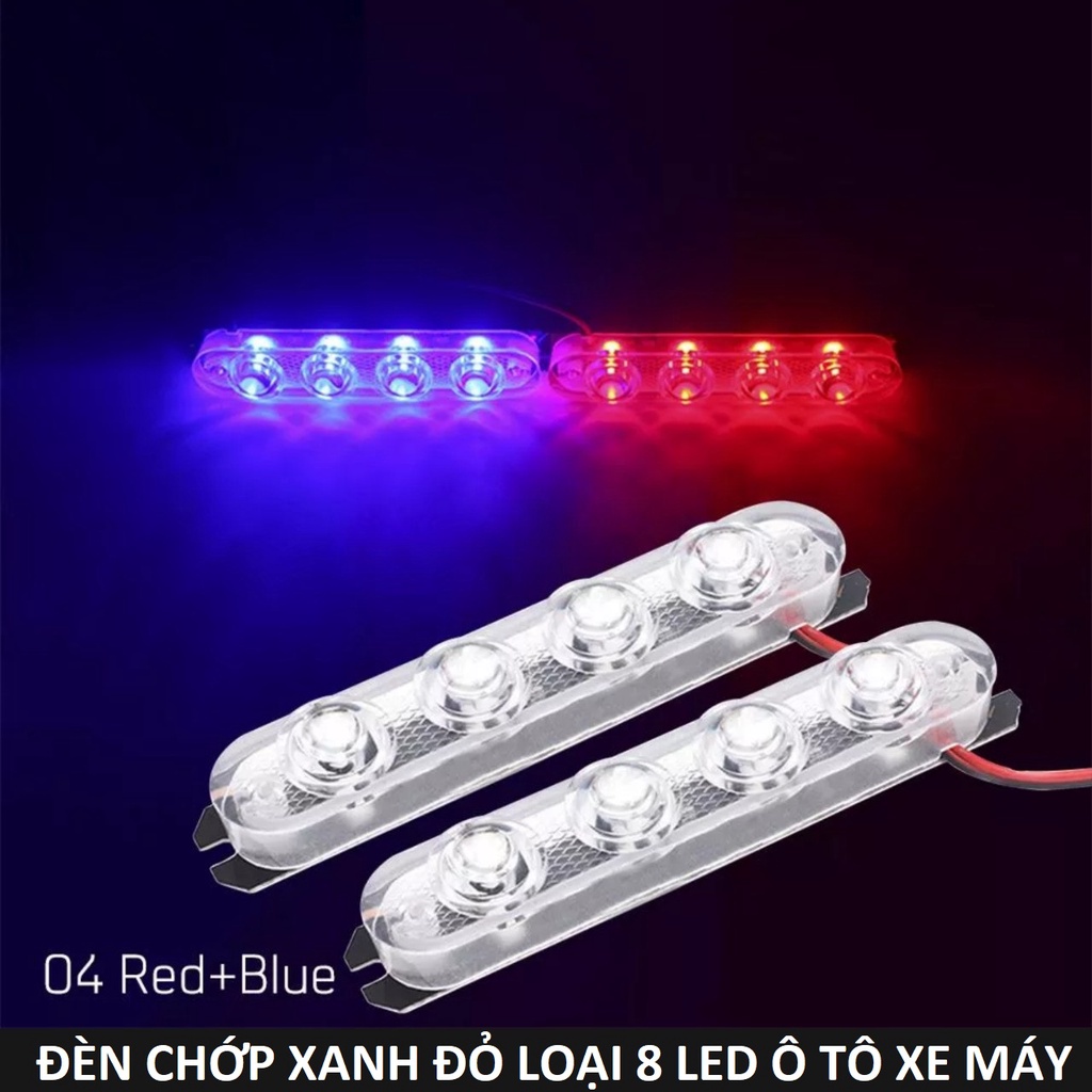Đèn chớp trang trí xe máy ô tô xanh đỏ polie 12 led mẫu mới có chống nước lắp các xe, đèn trang trí xe máy