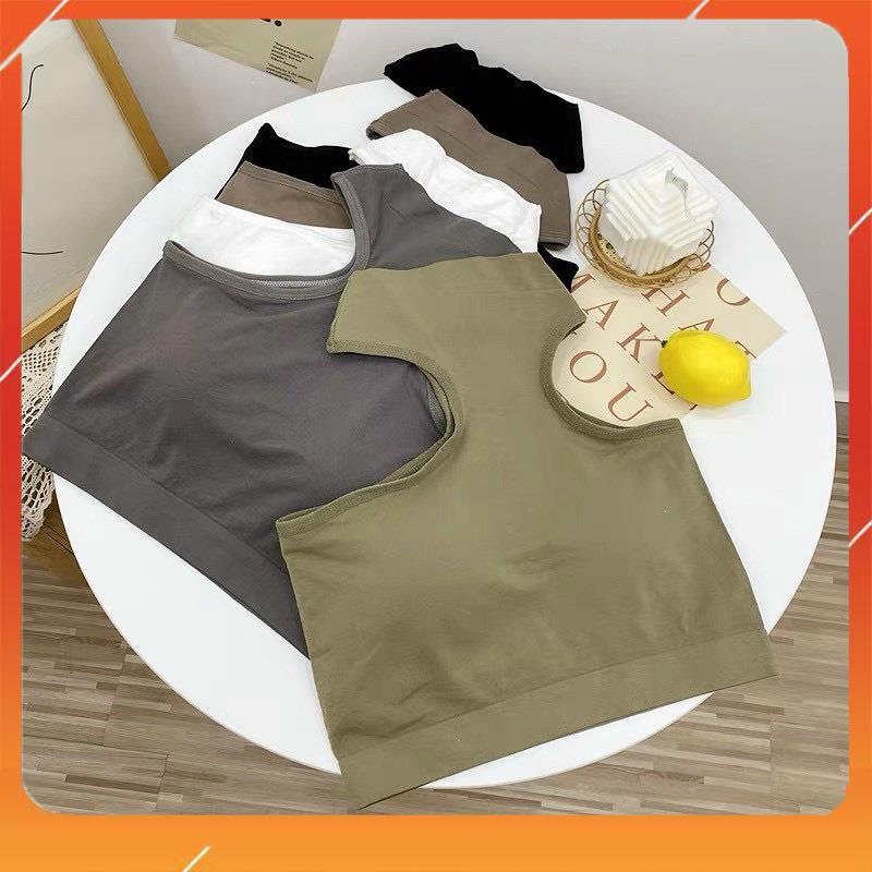 Áo bra cao cổ cotton thô cao cấp co giãn thoải mái, mềm mại thấm hút mồ hôi kiểu dáng sang chảnh hottrend