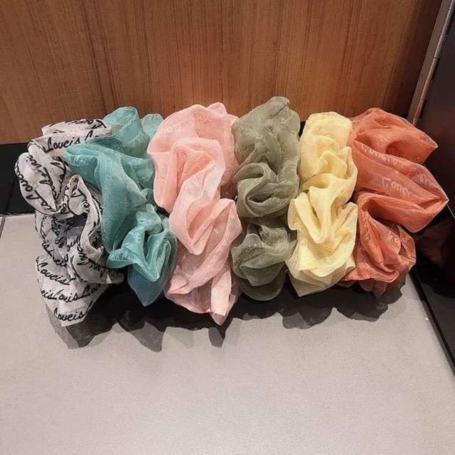 Chun cột tóc Scrunchie voan chữ siêu to