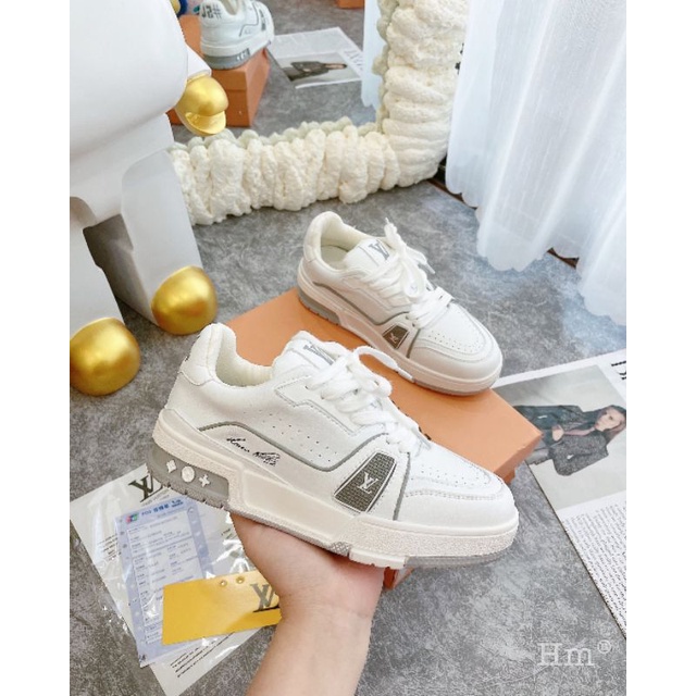 Hm(ẢNH THẬT) Giày Thể Thao Nữ Xanh Lá Kem Da Mềm Êm Fullbox Bill Túi Hãng Cao Cấp