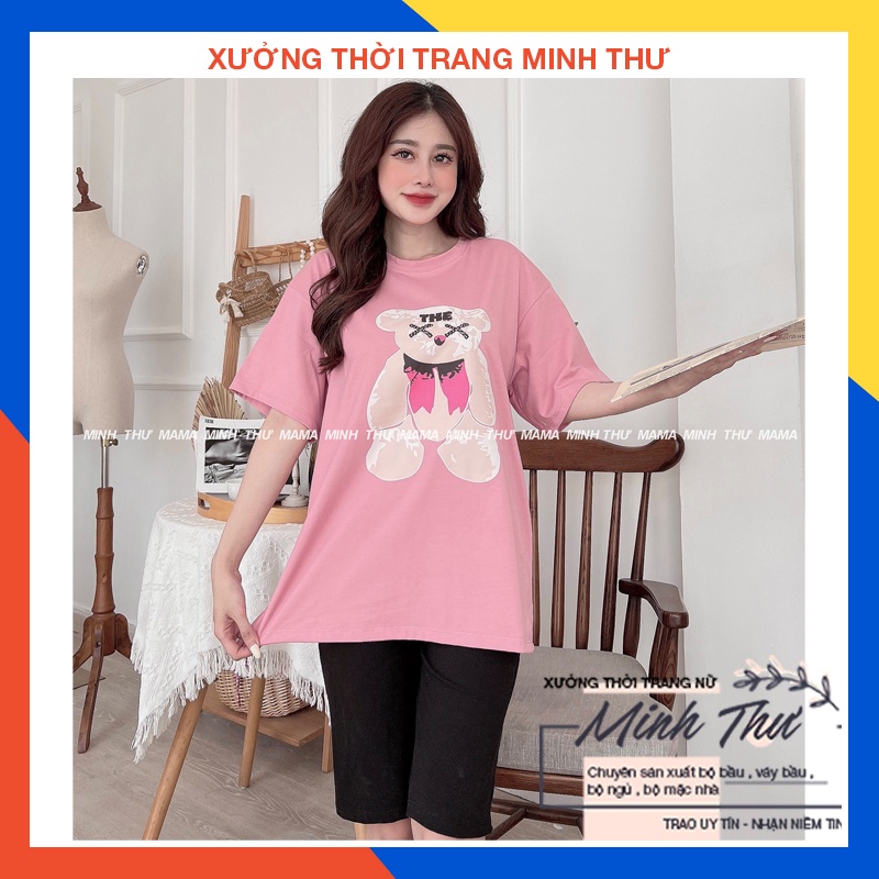 Bộ bầu mặc nhà - chất liệu cotton - kiểu mới thời trang ( bộ lửng ép Gấu Lớn )