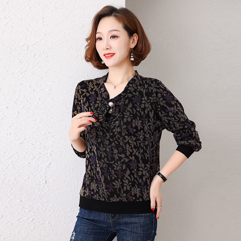Thời trang phổ biến▥❍Áo len cổ chữ V che bụng thời trang phương Tây cho phụ nữ trung niên 40-50 tuổi