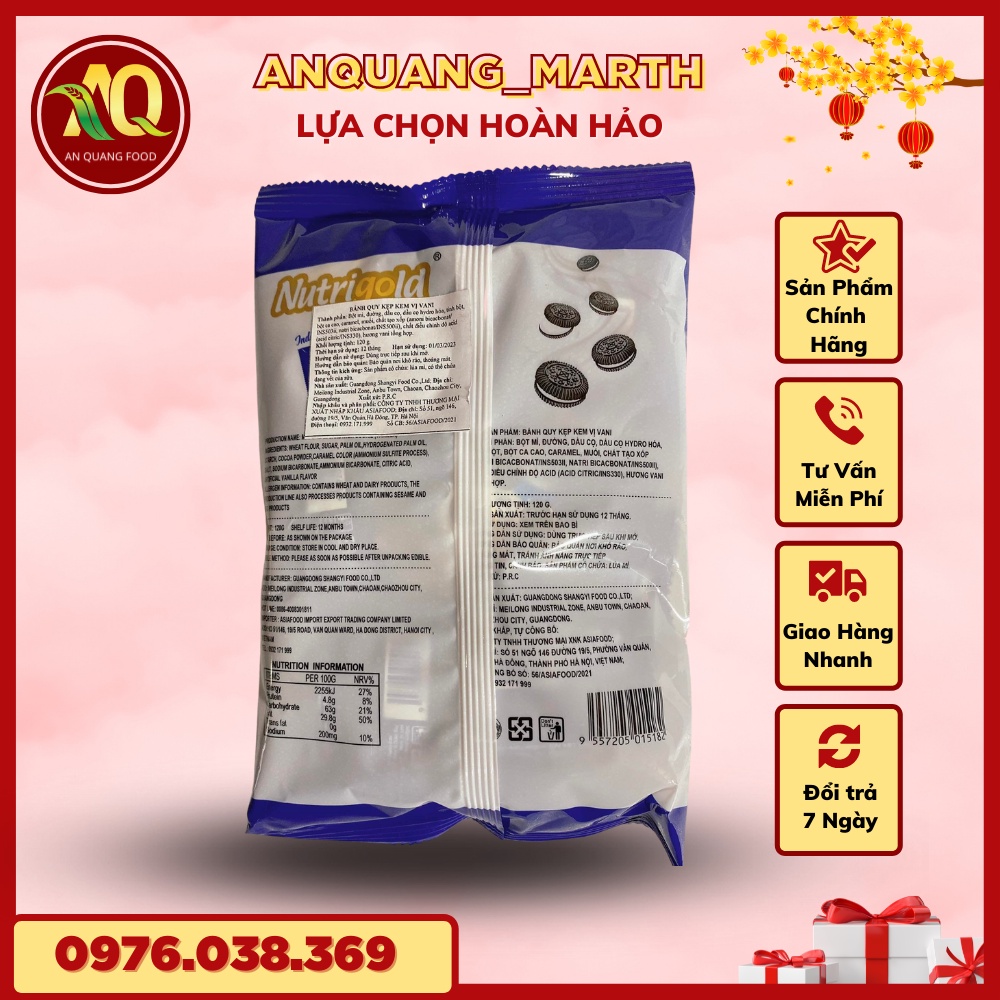 Bánh quy ANQUANG_MARTH, bánh mini cream vị sữa và vị socola Đài Loan gói 120gr-Hàng chất lượng