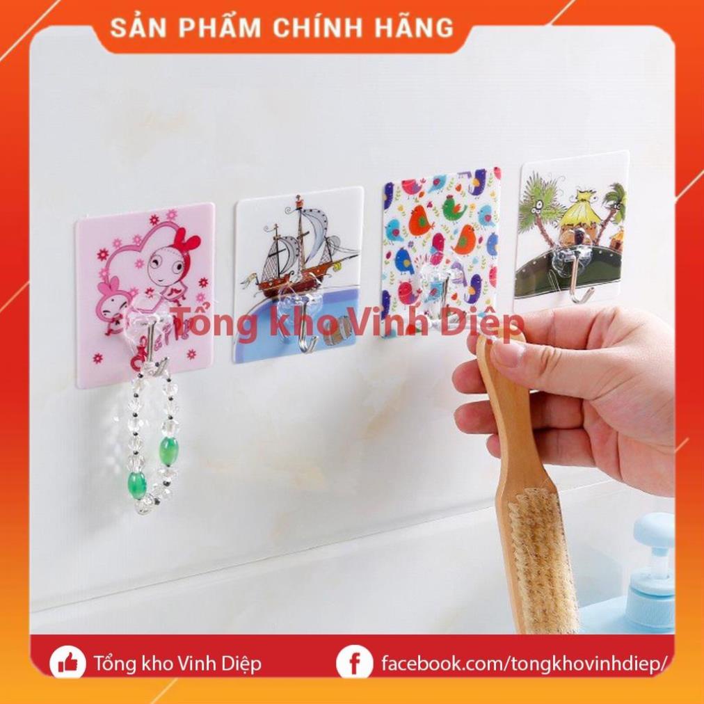 Móc dán tường phòng tắm, nhà bếp chịu lực tốt, họa tiết 3D