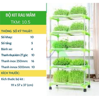 Bộ kit trồng rau mầm thủy canh chuyên dụng 10 khay 5 tầng