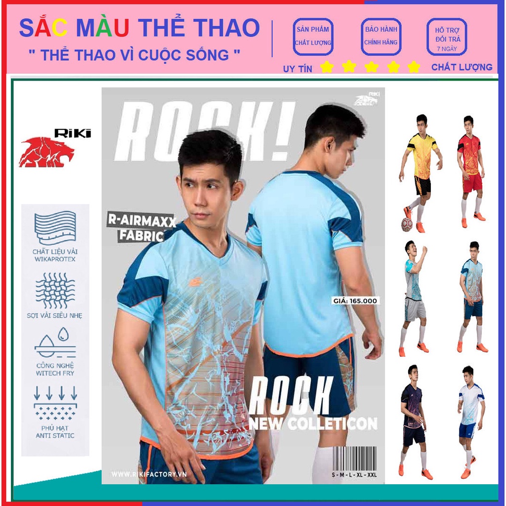 Bộ quần áo bóng đá RIKI ROCK , áo thể thao Riki - Hàng chính hãng , chất lượng , thoáng mát