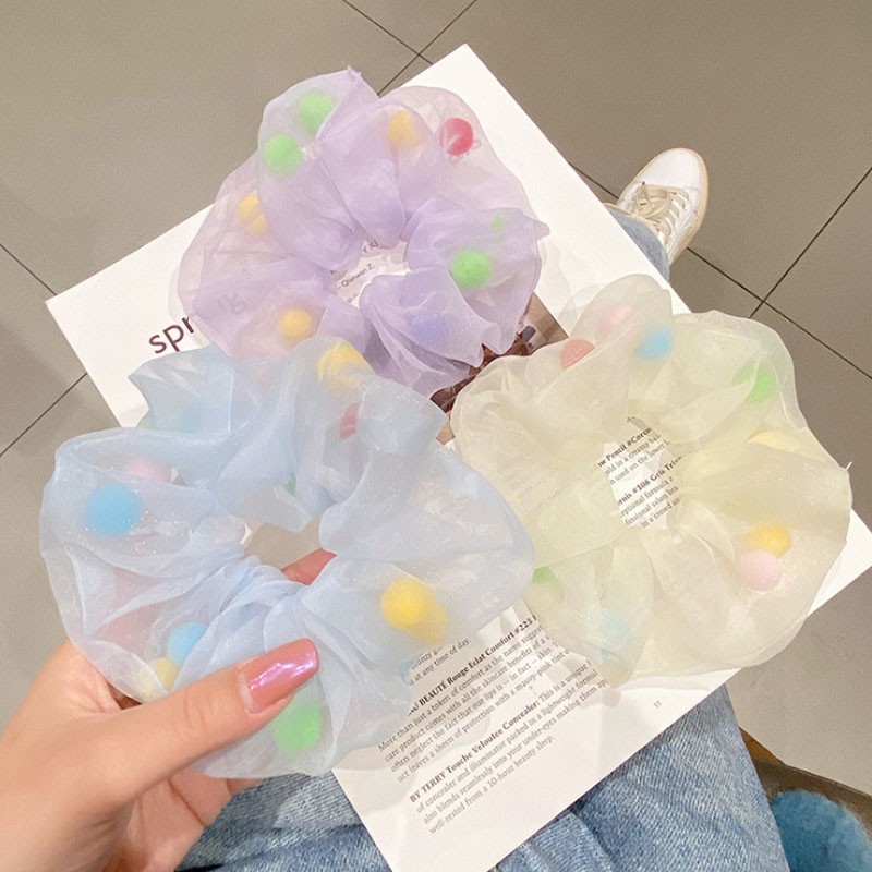 Hair ring hair accessories Korea cute girls Flower headband soft chiffon double layer silk lace fashion decoration hairpin headband Large rubber band