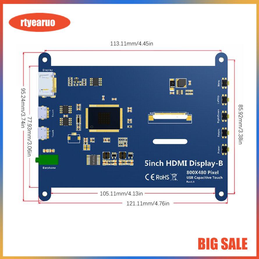 Màn Hình Lcd 12.7 cm 800x480 Cho Raspberry Pi 4 Model B 3b + / 3b / 2b / B + | BigBuy360 - bigbuy360.vn