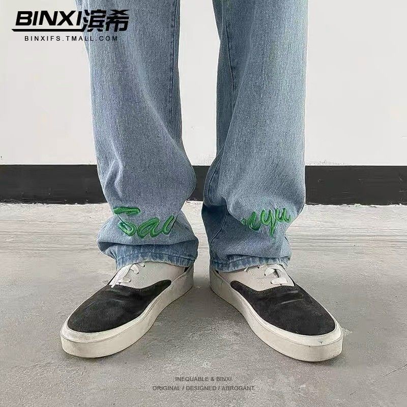 Bagyy jean thêu chữ xanh 3 chổ 2 màu unisex from rộng nam nữ