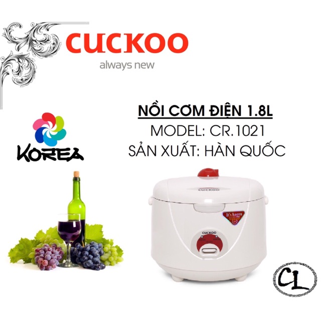 Hàng chính hãng - Nồi cơm điện Hàn Quốc Cuckoo CR- 1021 1.8Lít