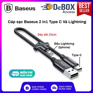 Dây cáp sạc Baseus 2 in1 Type C Và Lightning bện nylon chính hãng