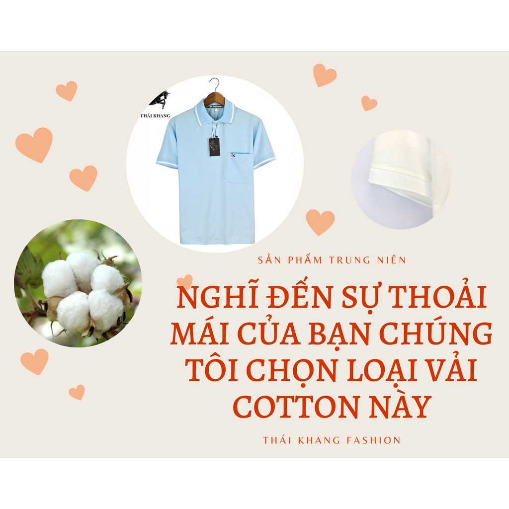 Áo thun nam polo trơn trung niên vải cotton mặc MÁT form rộng thoải mái áo thun nam sọc cổ sọc tay