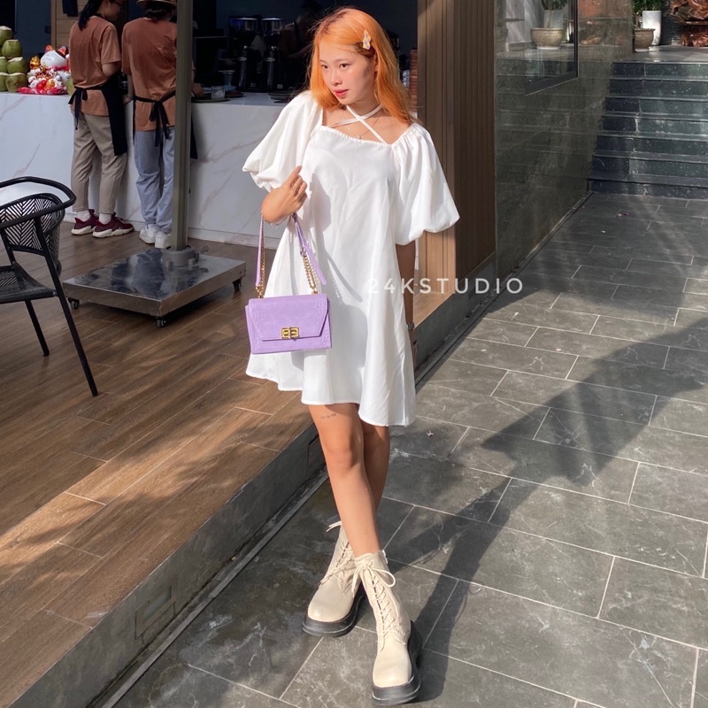 Solar dress - Váy/đầm babydoll dáng ngắn tay bồng 24KSTUDIO