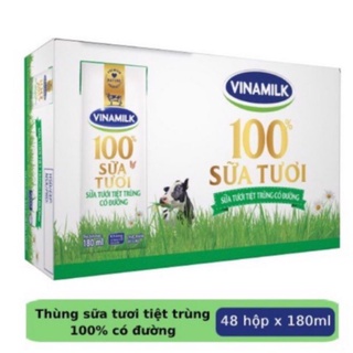 Thùng 48 hộp Sữa tươi vinamilk có đường hộp 180ml ( chỉ nhận đơn hàng hỏa tốc Now,Grap)