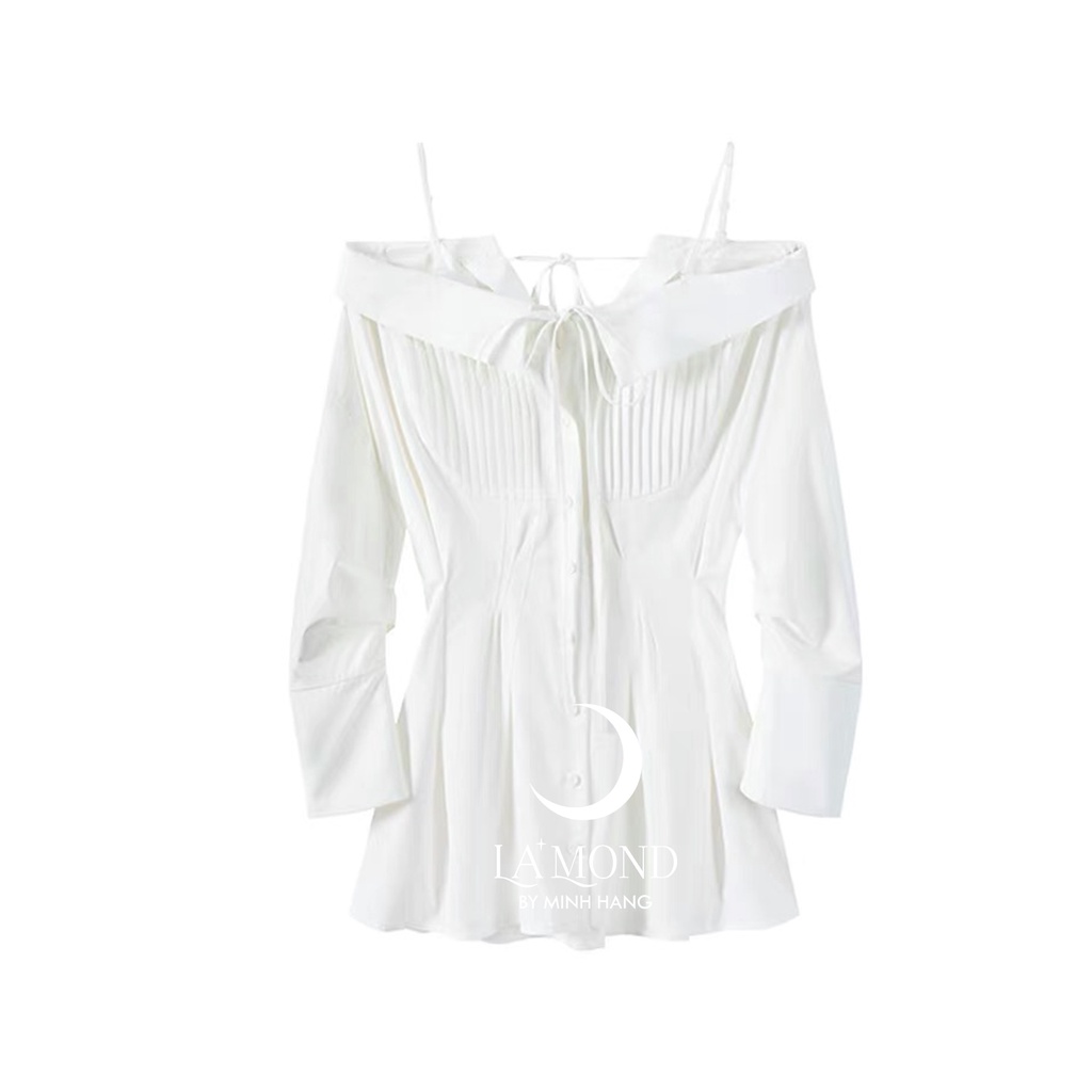 Đầm thô hàn trễ vai thiết kế hai dây xếp ly ngực ( VMH004 ) | BigBuy360 - bigbuy360.vn