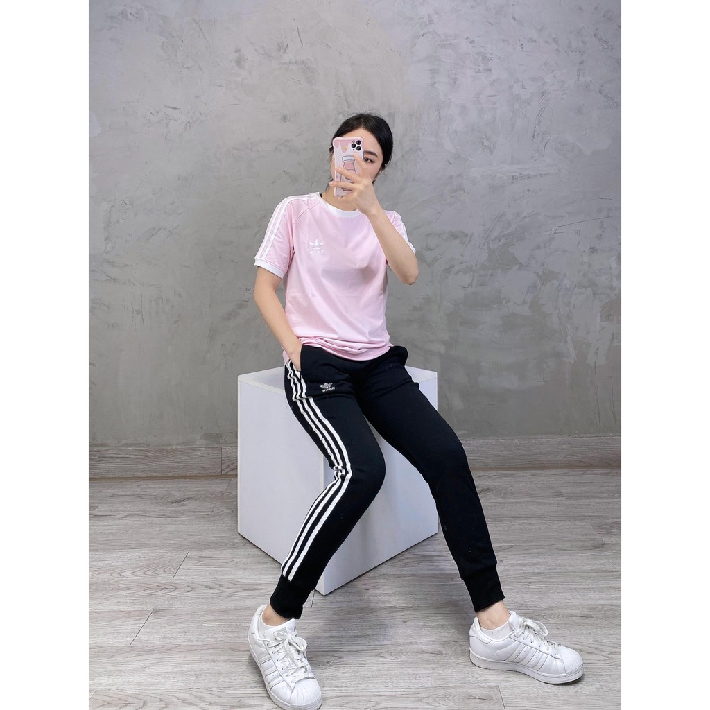 (HÀNG XUẤT XỊN) Áo das hồng 3 sọc 271 CLFN 3-STRIPES TEE IN PINK Made in Cambodia full tag code  Size XS S M L