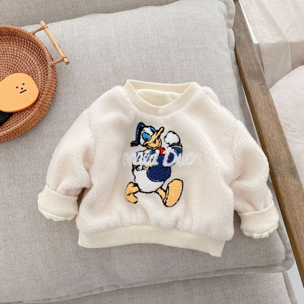 Áo hoodie lông cừu 2022 hình vịt DONALD ngộ nghĩnh cho bé