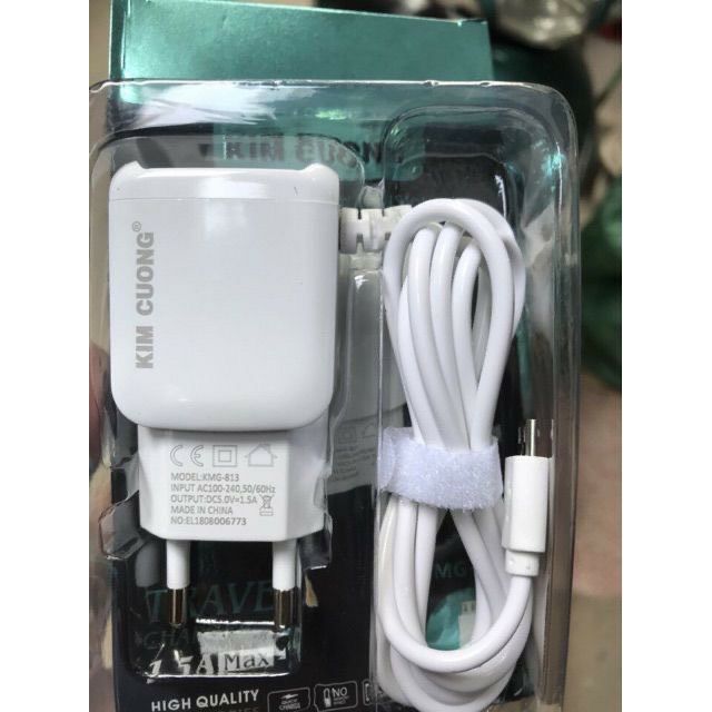 BS03 - BỘ CỦ, CÓC SẠC KIM CƯƠNG 1.5A MAX KMG-813 LIỀN DÂY