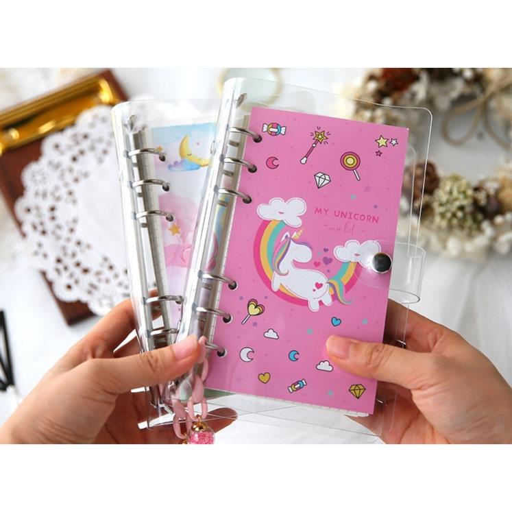Sổ còng binder MILASO sổ tay ghi chép A6 tự thiết kế tặng kèm 13 món phụ kiện trang trí đáng yêu SN-001377
