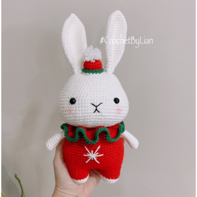 (Thú len móc handmade) Thỏ giáng sinh