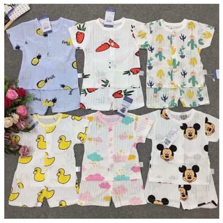 Combo 5 bộ cotton giấy cộc tay thoáng mát cho bé trai bé gái