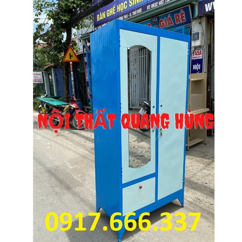 Tủ sắt 2 cánh  đựng quần áo màu xanh dương - 1m6 giá rẻ