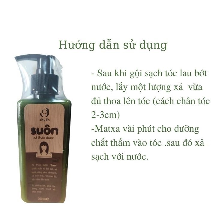 SUÔN - Dầu xả thảo dược 300ml dưỡng tóc, giúp tóc suôn mềm, chắc khỏe, ngăn ngừa gàu, nấm ngứa, giảm rụng