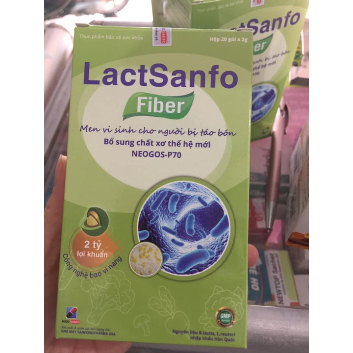 Lactsanfo Fiber men vi sinh dành cho người bị táo bón, biếng ăn Hộp 20 gói