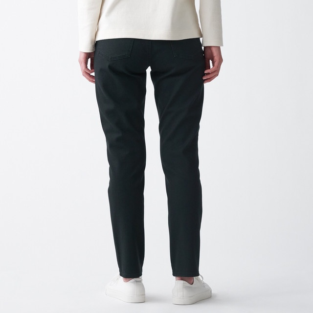 Muji Quần Denim Slim Straight Dài Tới Mắt Cá Co Giãn 4 Chiều