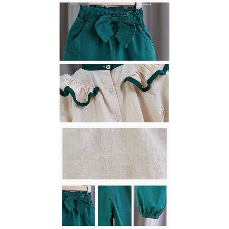 Trang phục IQ ANGEL 2 mảnh gồm áo sơ mi có cổ thời trang phương Tây 2022 ngọt ngào mới cho bé gái