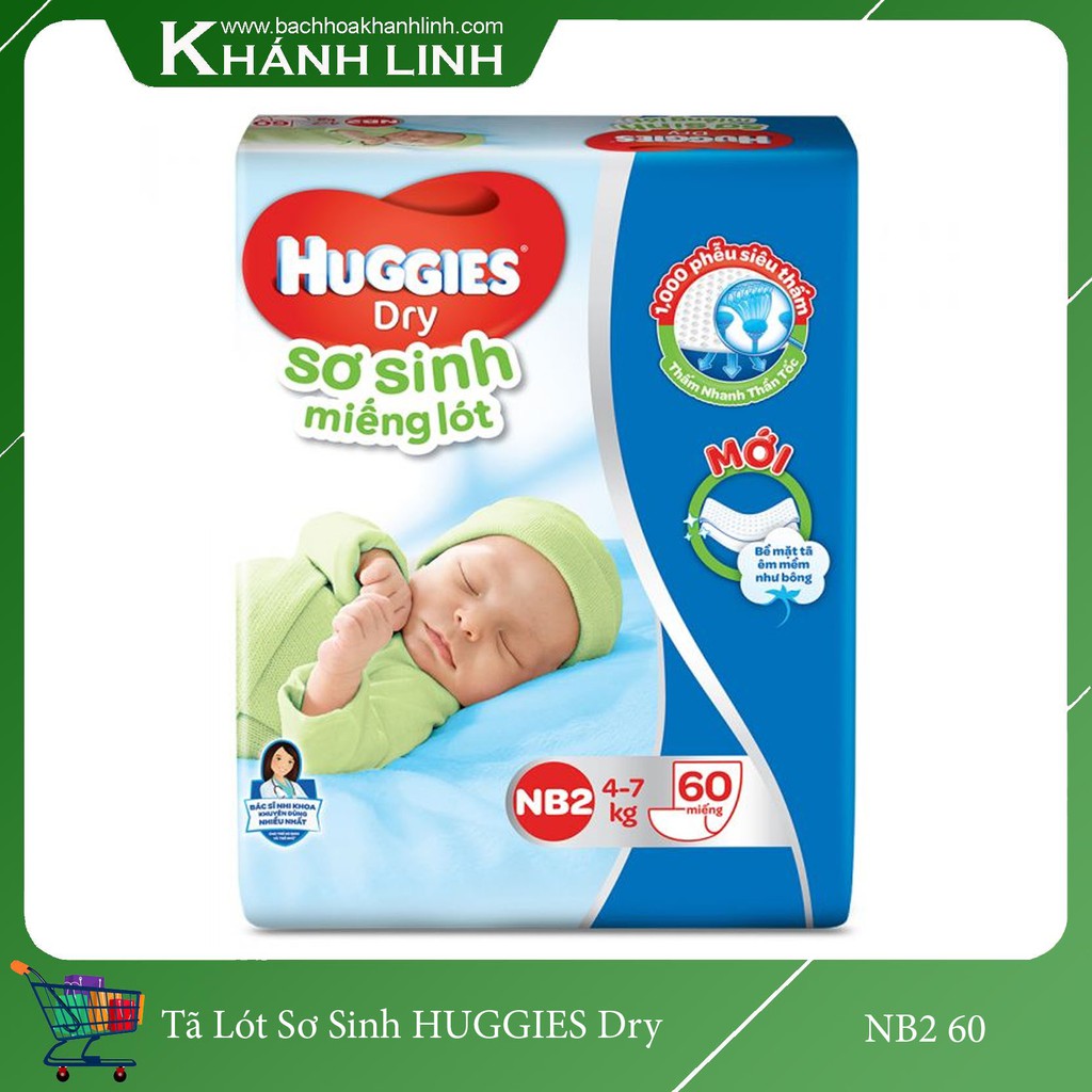 Tã lót sơ sinh HUGGIES NewBorn 2 - 60 miếng