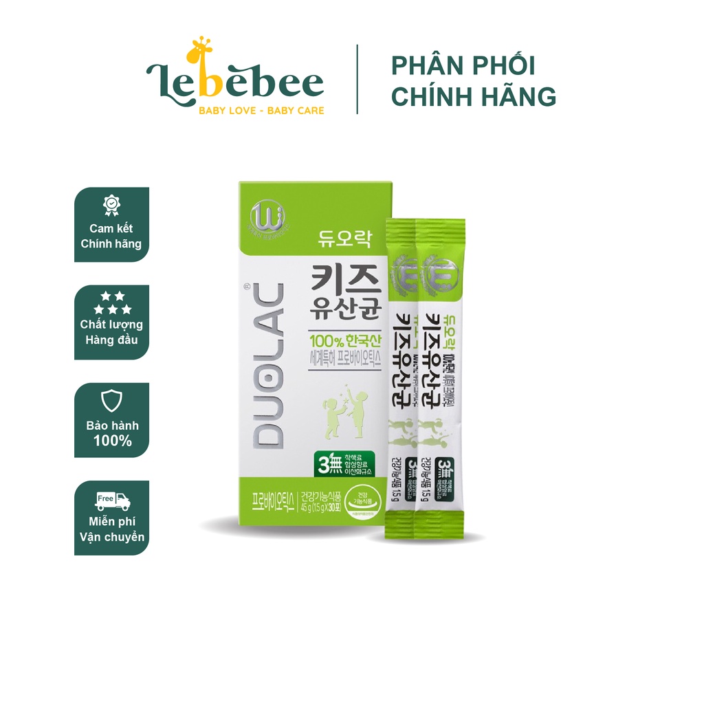 Men vi sinh Hàn Quốc Duolac hộp xanh lá cho bé từ 2 tuổi ( 30 gói)