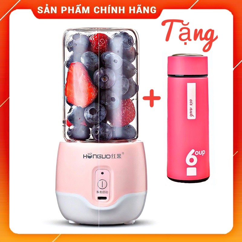 Máy xay sinh tố cầm tay mini tích điện,loại 6 lưỡi dao cao cấp,tặng bình dữ nhiệt