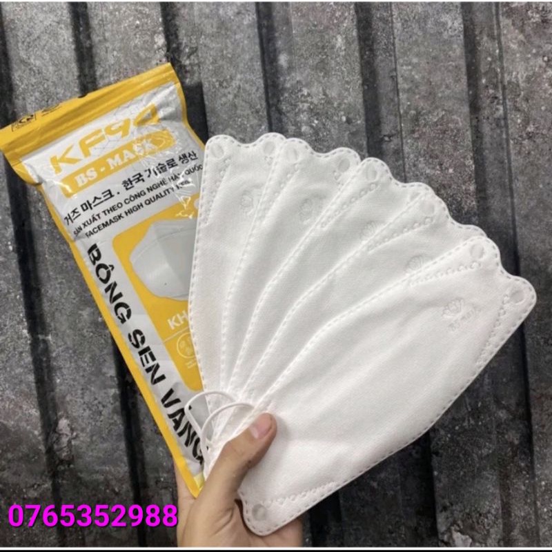 Khẩu trang kf94 4 lớp kháng khuẩn an toàn y tế kháng tia uv lọc sạch bụi pm 3.0 Bông sen vàng
