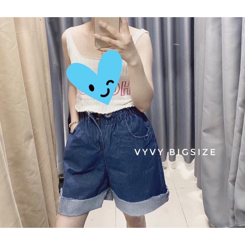 [3màu 55-95kg] Quần Short Ngố Ống Rộng Lưng Thun Cạp Cao  - Quần Đùi Jean Không Giãn