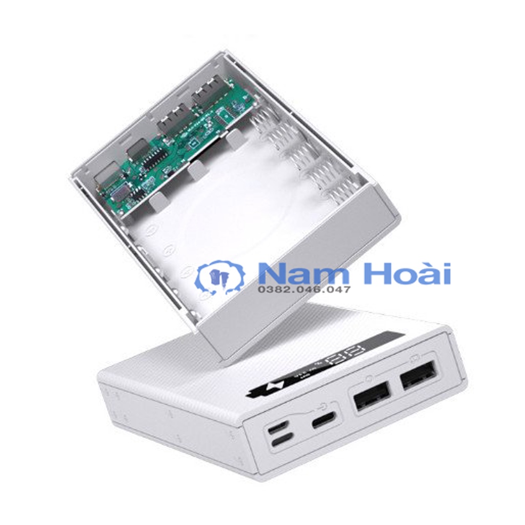 Box sạc dự phòng 5 cell 5V2.1A - Dể dàng tháo lắp bằng ốc vít - Mẫu mới 2020