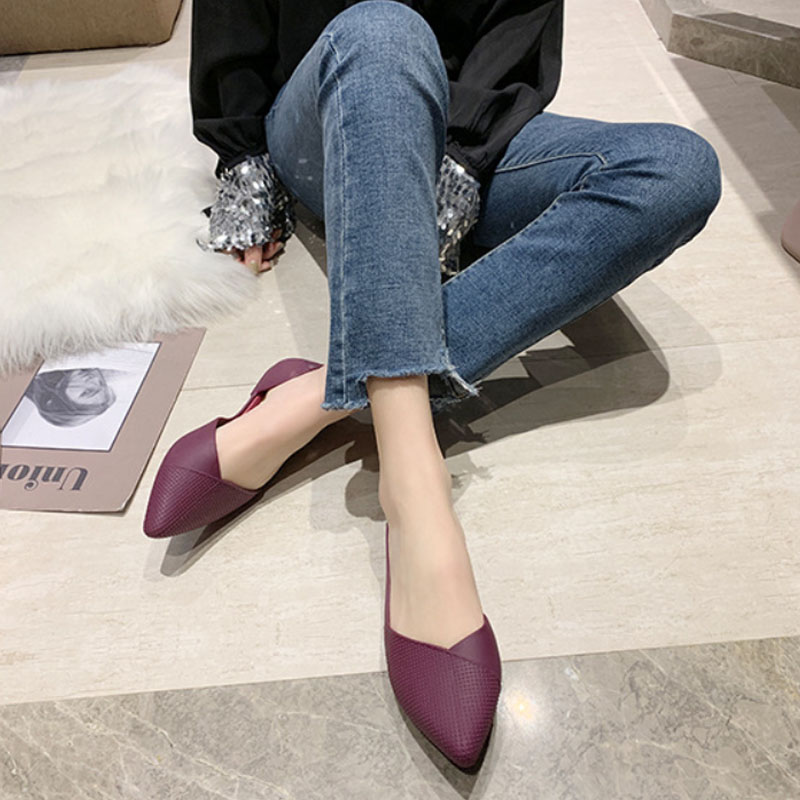 Jelly Color Comfortable Pointed Flats for Women Fashion Pump Soft Sole Slip-On Ballet Loafers Ladies Shoes