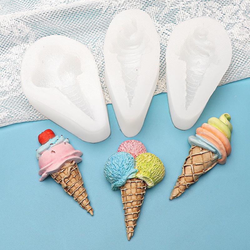 Khuôn Silicone Làm Bánh / Socola Hình Kem Ốc Quế Diy