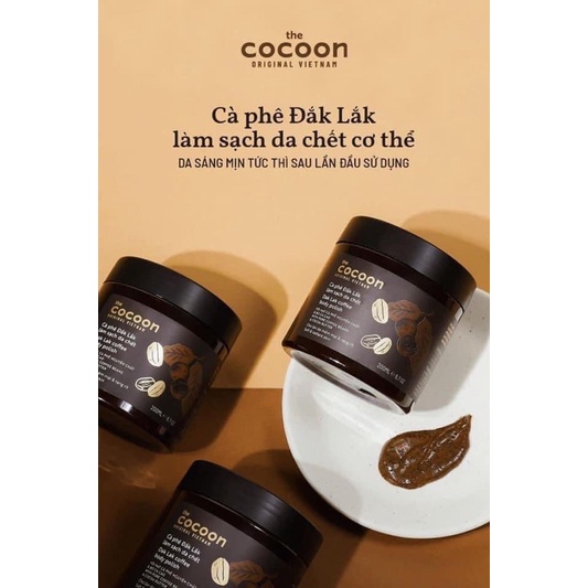 Tẩy da chết cơ thể cà phê Đắk Lắk Cocoon cho làn da mềm mại và rạng rỡ 200ml