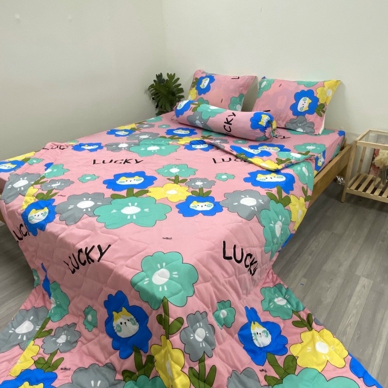 Bộ ga và vỏ gối thun mẫu bông hoa