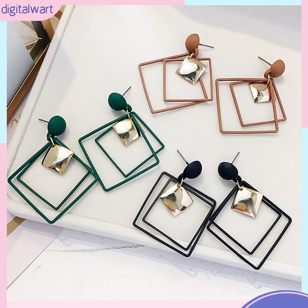 Đôi Bông Tai Dáng Rơi Họa Tiết Hình Học Thời Trang Cho Nữ