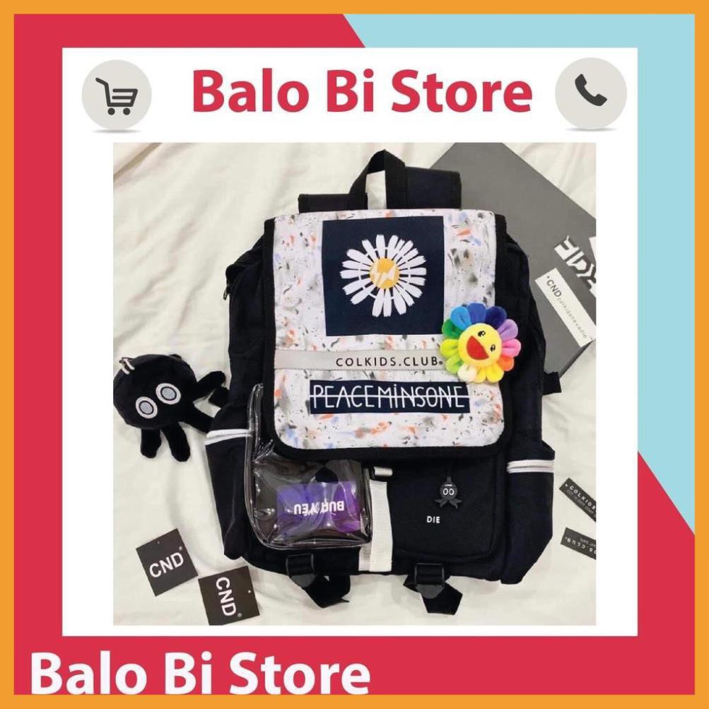 Balo colkids ss3 custom đen hoa cúc xanh tie dye nam nữ đi hoc đi chơi