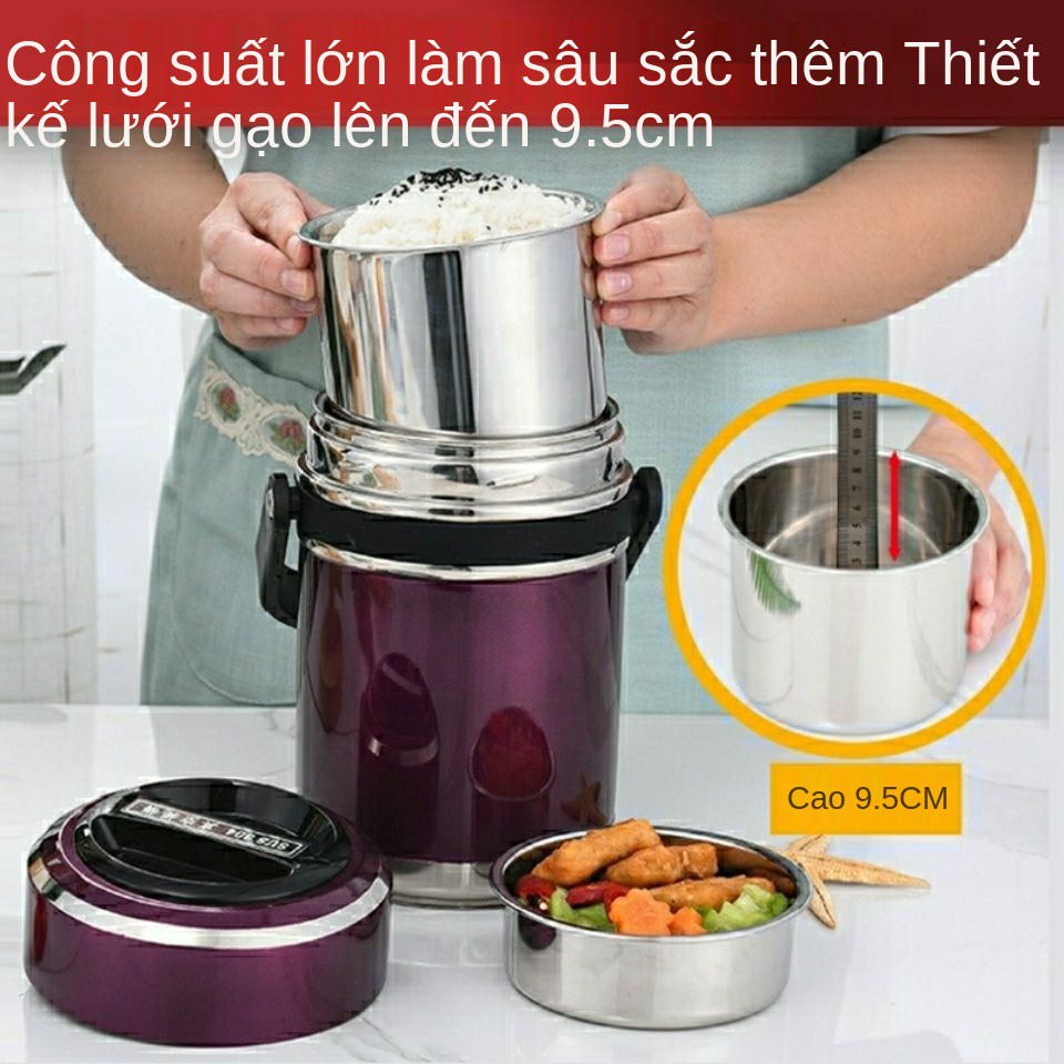 thùng cách nhiệt kép nóng lạnh 304 dành cho sinh viên người lớn Hộp cơm siêu nhân văn phòng nhiều lớp dung tích