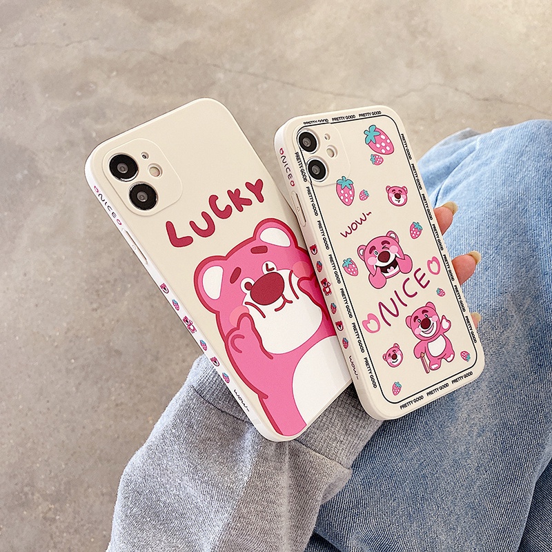 Ốp Điện Thoại Mềm Hình Gấu Và Dâu Tây Dễ Thương Cho Xiaomi Redmi Note 8 7 Pro Redmi 9t K20 K30 K40 Pro Mi 11 Lite